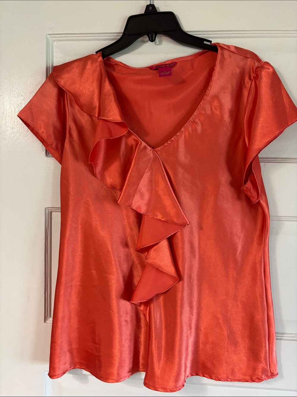 Sunny Leigh Satin Blouse in Coral Orange